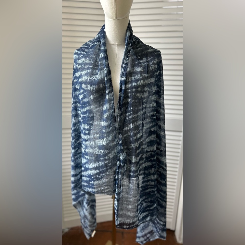 Beck Sondergaard luxury Danish indigo cotton scarf/pareo/wrap. - Picture 9 of 9